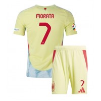 Spanien Alvaro Morata #7 Bortadräkt Barn EM 2024 Kortärmad (+ Korta byxor)
